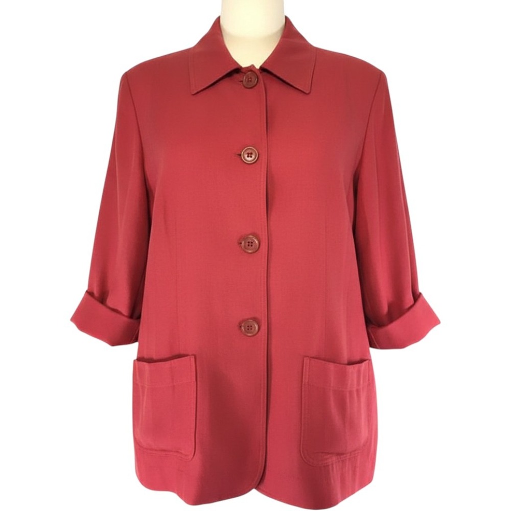 Nurture Linen Rayon Pink Jacket 3/4 Sleeve Pin Tucking 2 Pockets Medium
